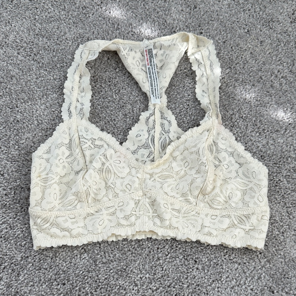 Free People Floral Lace Bralette in Cream